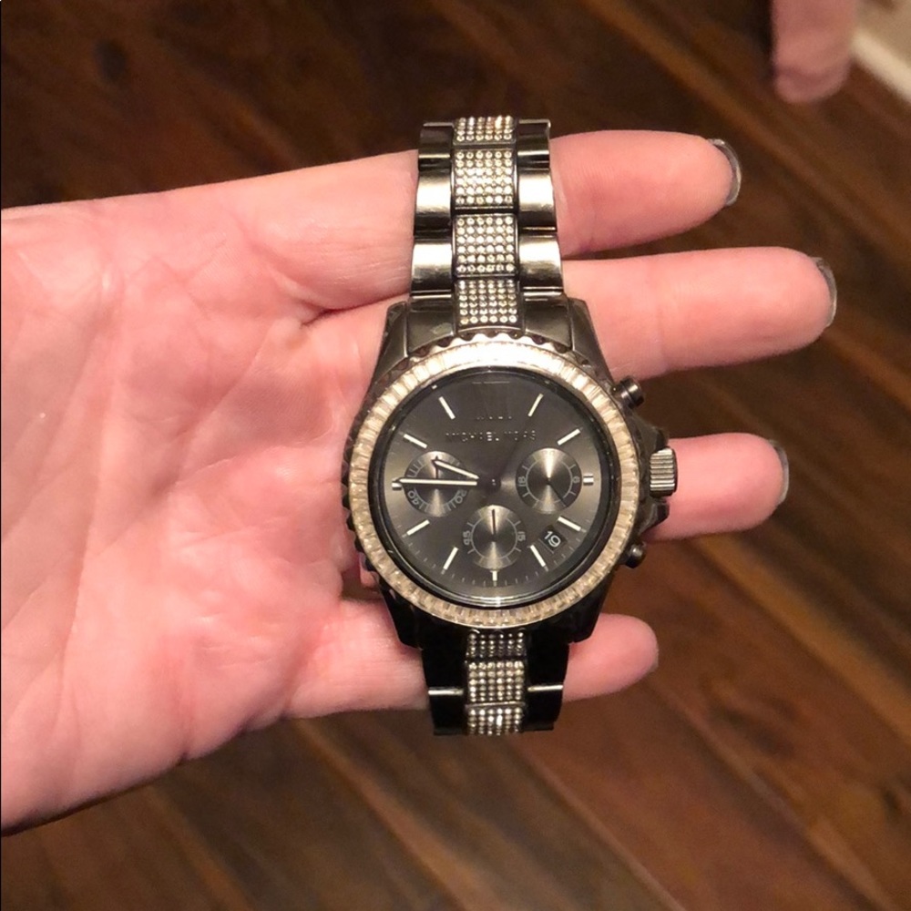 Michael Kors gunmetal diamond watch